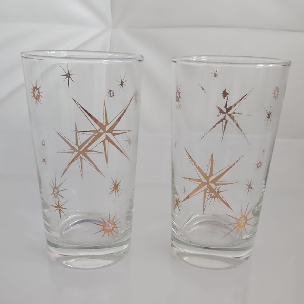 Mid Century Modern "Atomic Starburst" Or "Sputnik" Design Highball Glasses